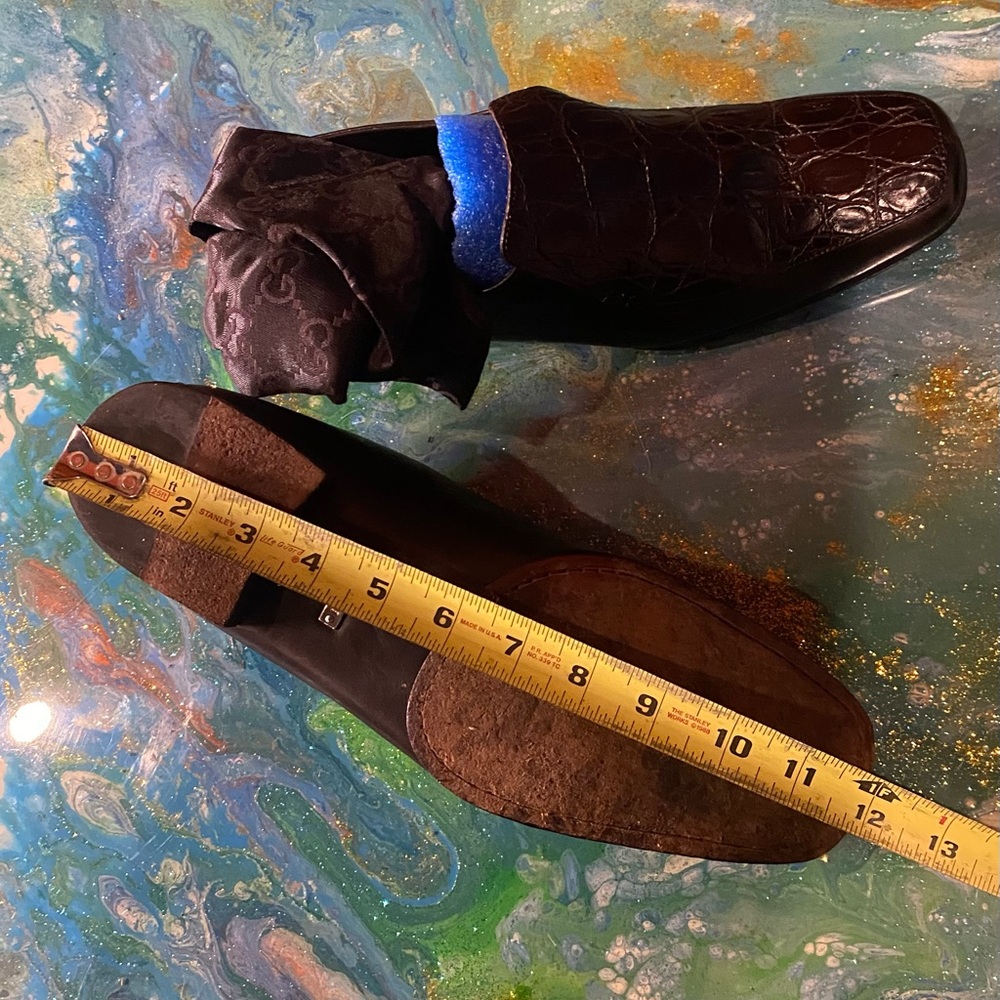 Vintage classic GUCCI Brown Slip-On Loafers with Exotic Texture GUCCI BAG S 10 - Picture 13 of 13
